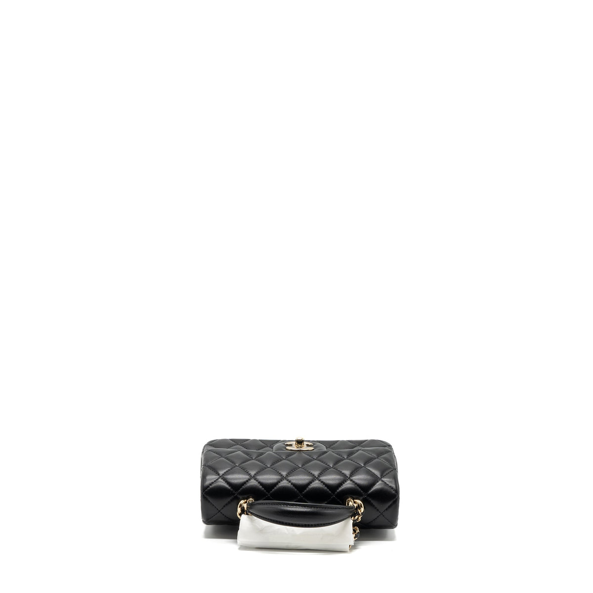CHANEL TOP HANDLE MINI RECTANGULAR FLAP BAG LAMBSKIN BLACK LGHW (MICROCHIP)