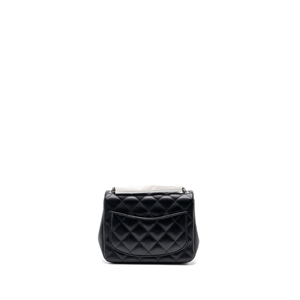 CHANEL MINI SQUARE FLAP BAG LAMBSKIN BLACK SHW (MICROCHIP)