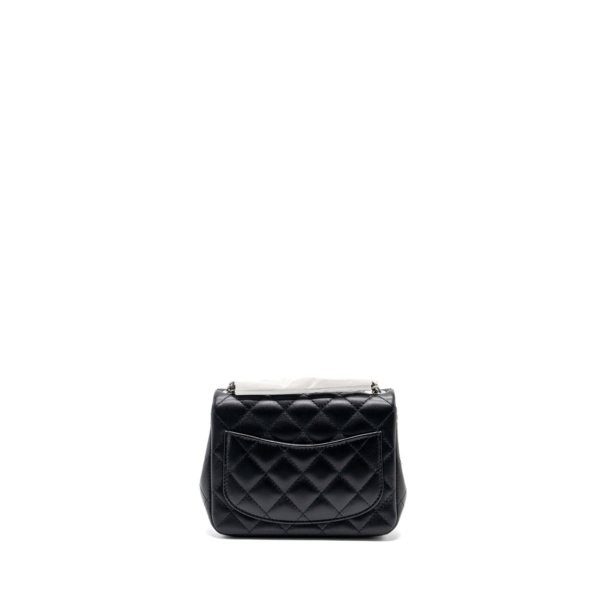 CHANEL MINI SQUARE FLAP BAG LAMBSKIN BLACK SHW (MICROCHIP)
