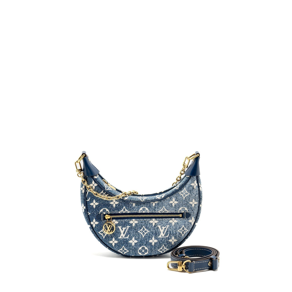LOUIS VUITTON HALF-MOON LOOP BAGUETTE BAG DENIM BLUE GHW