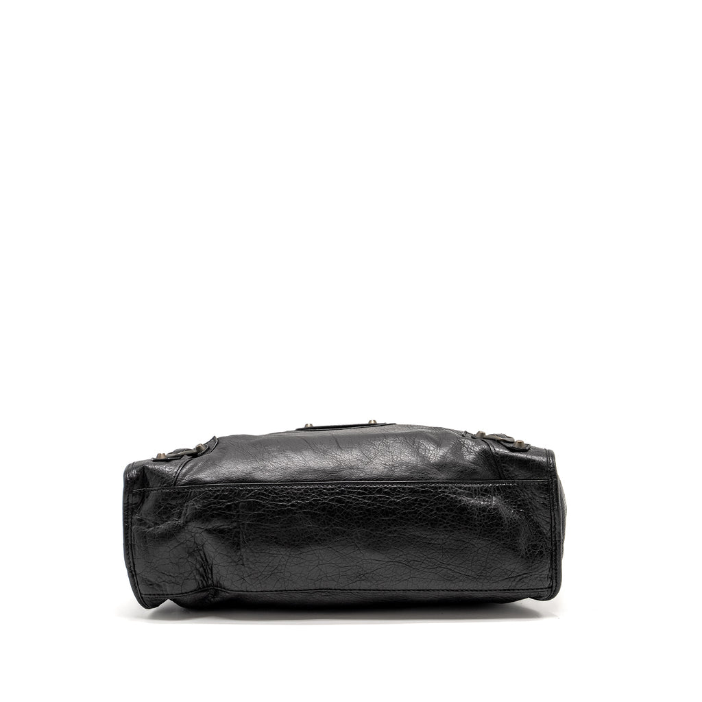 BALENCIAGA GIANT CITY BAG LEATHER BLACK RUTHENIUM HARDWARE