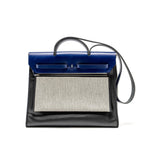 HERMES HERBAG 39 ZIP BAG BERLINE CANVAS / LEATHER BLACK / BLUE SHW
