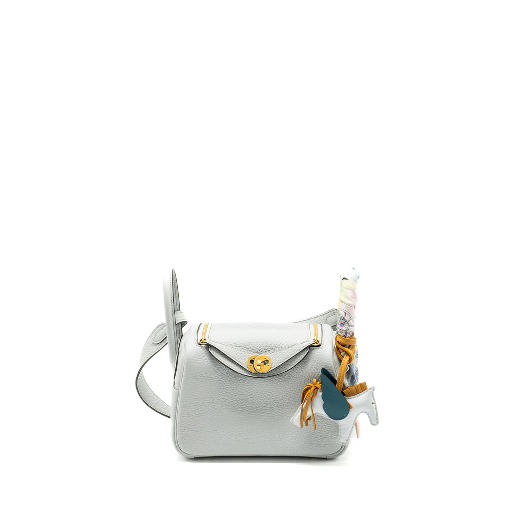 Hermes Mini Lindy Clemence Blue Pale GHW