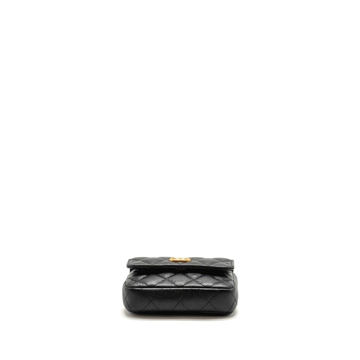 CHANEL COCO LOVE MINI FLAP WALLET WITH CHAIN CAVIAR BLACK GHW (MICROCHIP)