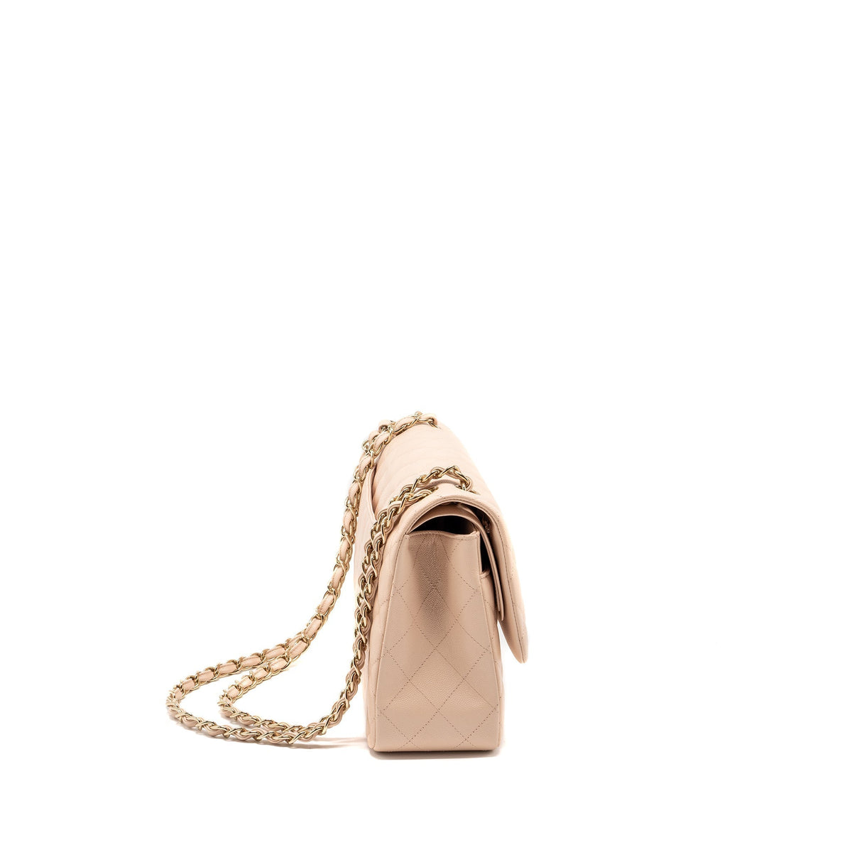 CHANEL JUMBO CLASSIC DOUBLE FLAP BAG CAVIAR BEIGE LGHW (MICROCHIP)