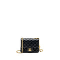 CHANEL CAMELLIA ADJUSTABLE CHAIN MINI SQUARE FLAP BAG LAMBSKIN BLACK GHW (MICROCHIP)