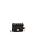 CHANEL PEARL CRUSH MINI SQUARE FLAP BAG LAMBSKIN BLACK GHW (MICROCHIP)