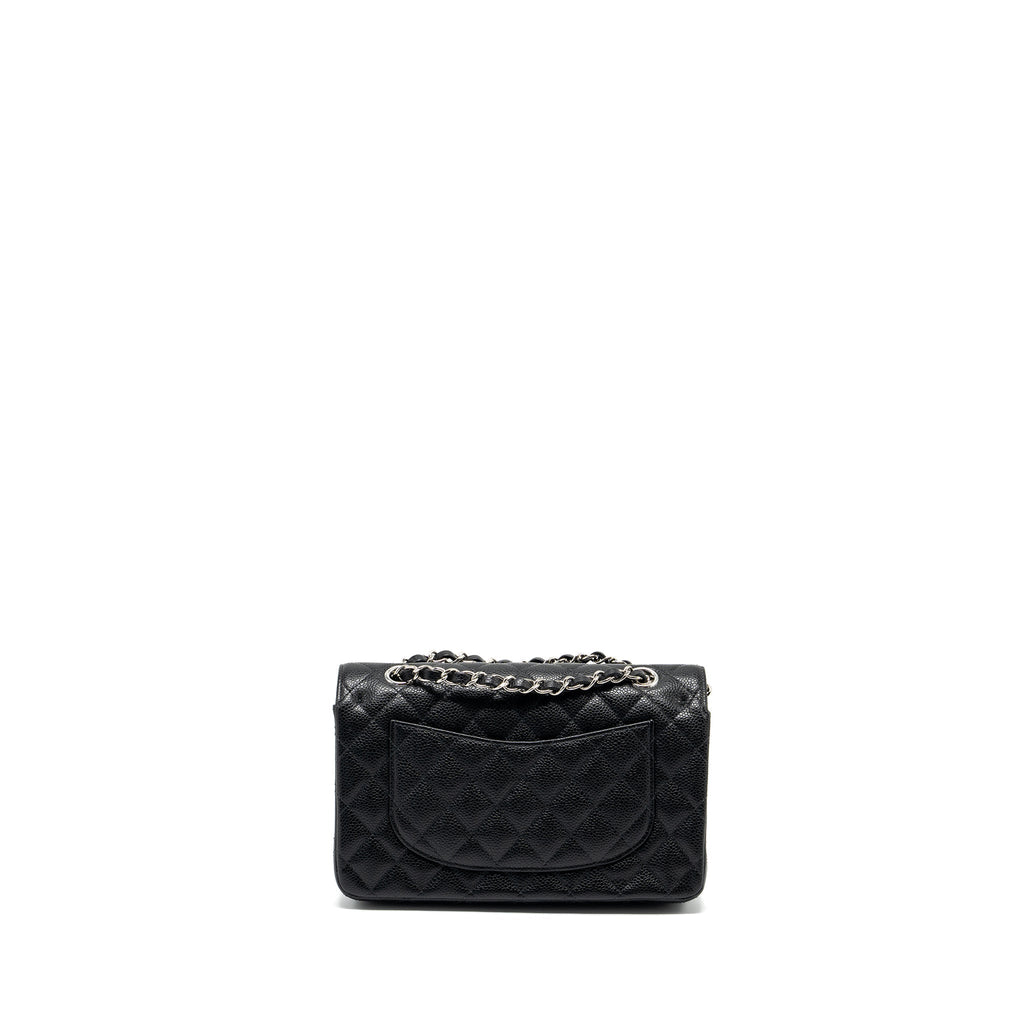 CHANEL SMALL CLASSIC DOUBLE FLAP BAG CAVIAR BLACK SHW (MICROCHIP)
