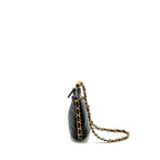 CHANEL 23K HOBO BAG WITH ADJUSTABLE CHAIN LAMBKIN BLACK GHW (MICROCHIP)