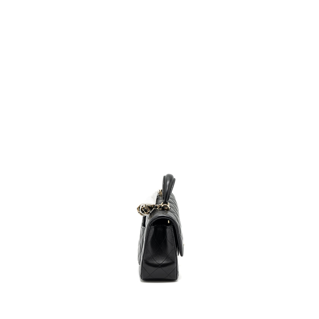 CHANEL TOP HANDLE MINI RECTANGULAR FLAP BAG LAMBSKIN BLACK LGHW (MICROCHIP)