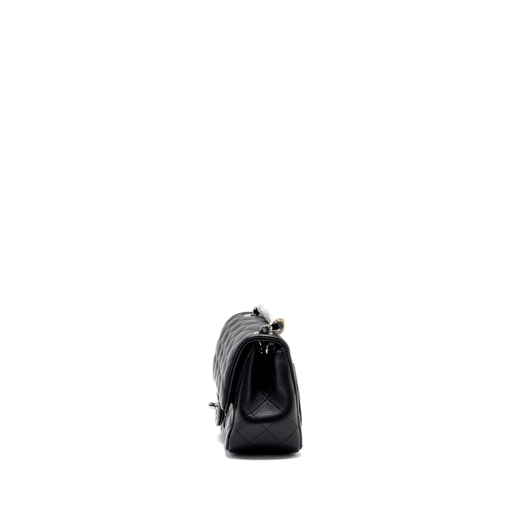 CHANEL MINI SQUARE FLAP BAG LAMBSKIN BLACK SHW (MICROCHIP)