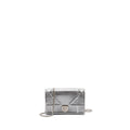 DIOR DIORAMA WALLET ON CHAIN PATENT METALLIC SILVER SHW