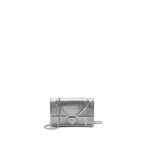 DIOR DIORAMA WALLET ON CHAIN PATENT METALLIC SILVER SHW