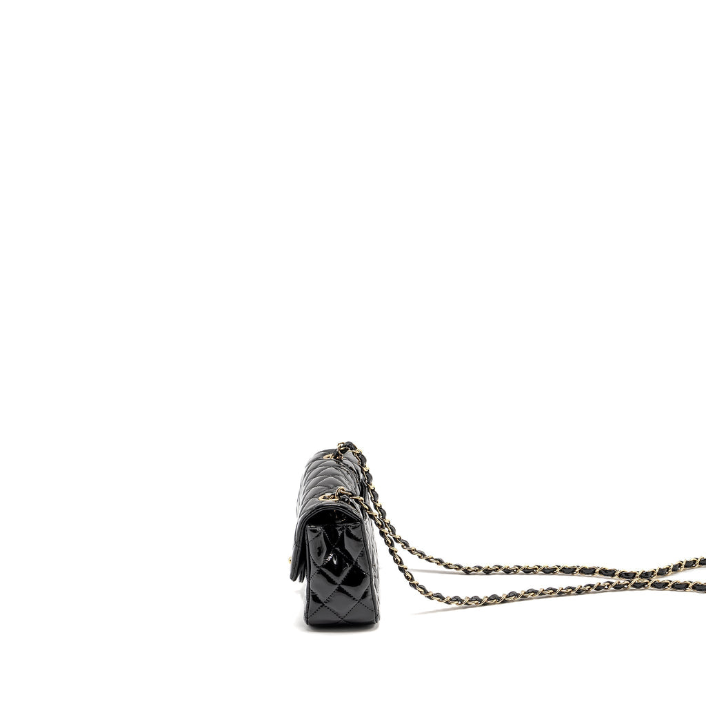 CHANEL MINI RECTANGULAR FLAP BAG PATENT BLACK LGHW