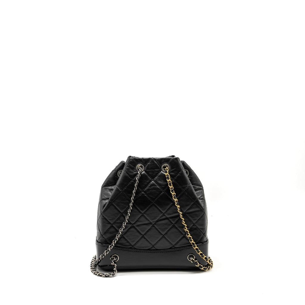 CHANEL SMALL GABRIELLE BACKPACK CALFSKIN BLACK MULTICOLOUR HARDWARE (MICROCHIP)