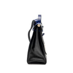 HERMES HERBAG 39 ZIP BAG BERLINE CANVAS / LEATHER BLACK / BLUE SHW