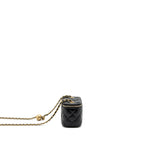 CHANEL PEARL CRUSH MINI VANITY WITH CHAIN LAMBSKIN BLACK GHW