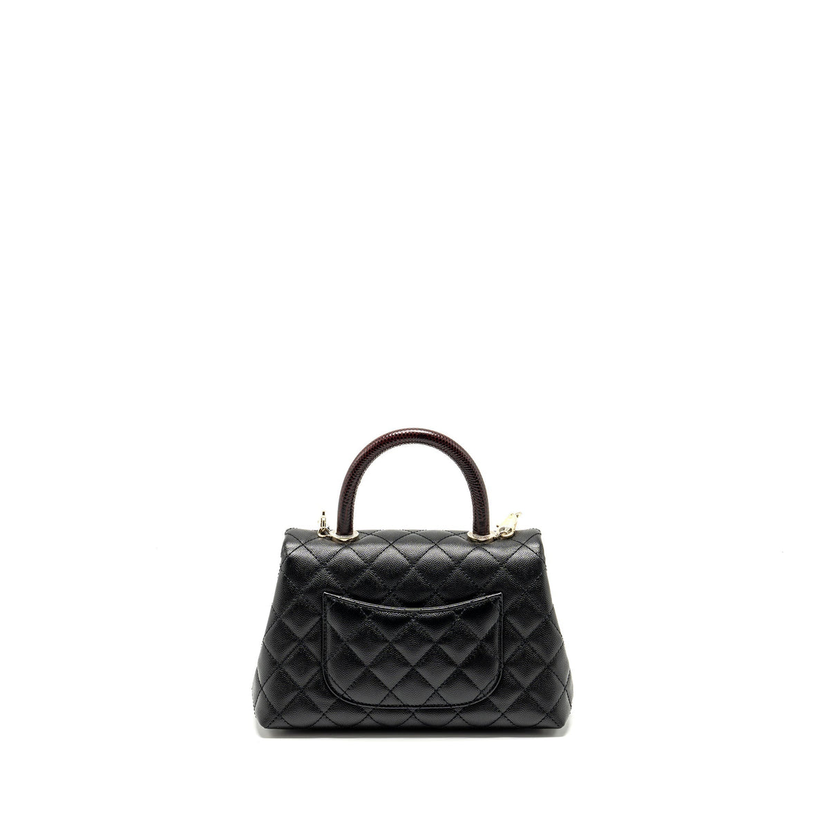 CHANEL SMALL COCO HANDLE WITH LIZARD EMBOSSED HANDLE CAVIAR BLACK LGHW