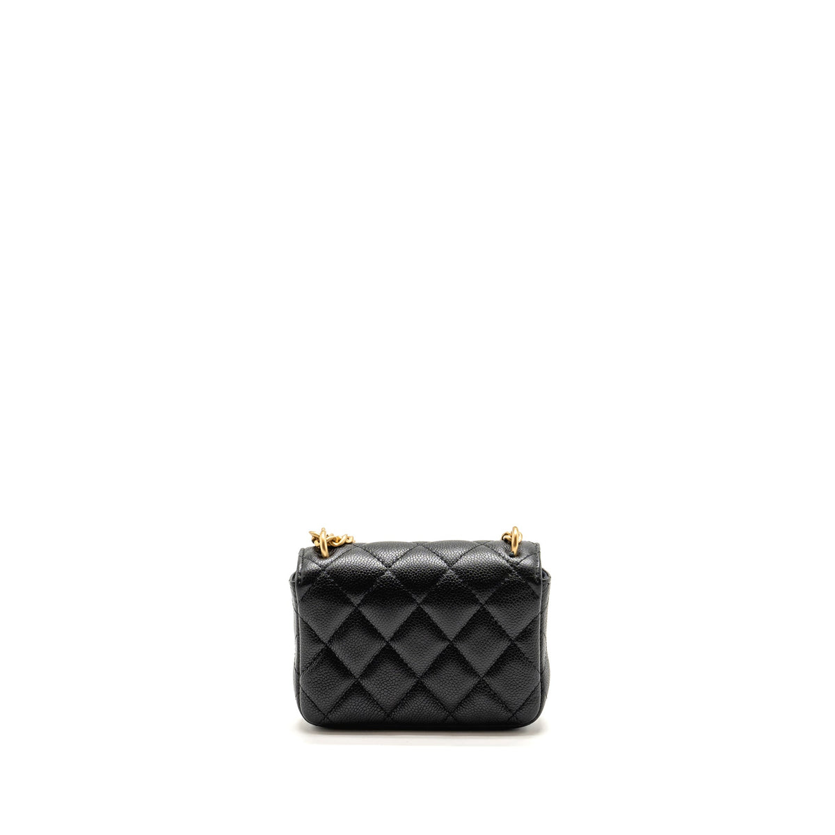 CHANEL COCO LOVE MINI FLAP WALLET WITH CHAIN CAVIAR BLACK GHW (MICROCHIP)