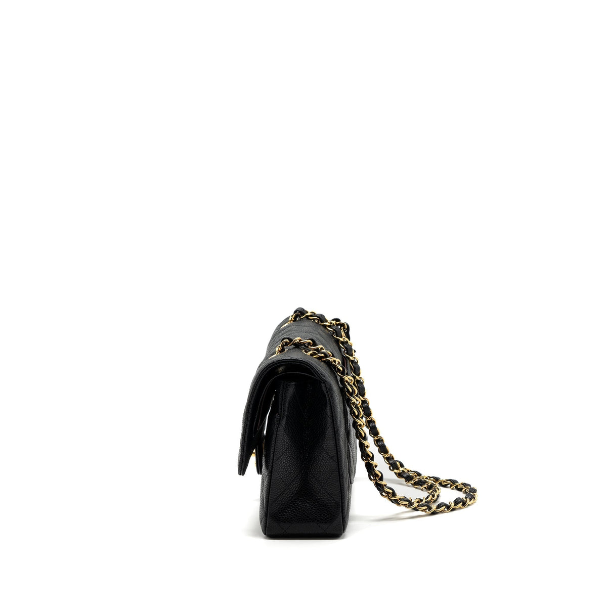CHANEL MEDIUM CLASSIC DOUBLE FLAP BAG CAVIAR BLACK GHW(MICROCHIP)