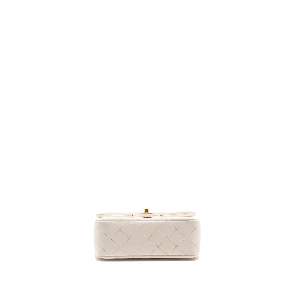 Chanel 26c Pearl Crush mini rectangular flap bag lambskin white GHW (microchip)