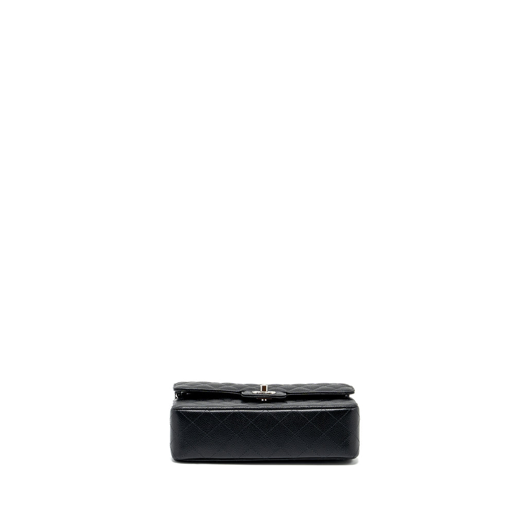 CHANEL SMALL CLASSIC DOUBLE FLAP BAG CAVIAR BLACK SHW (MICROCHIP)