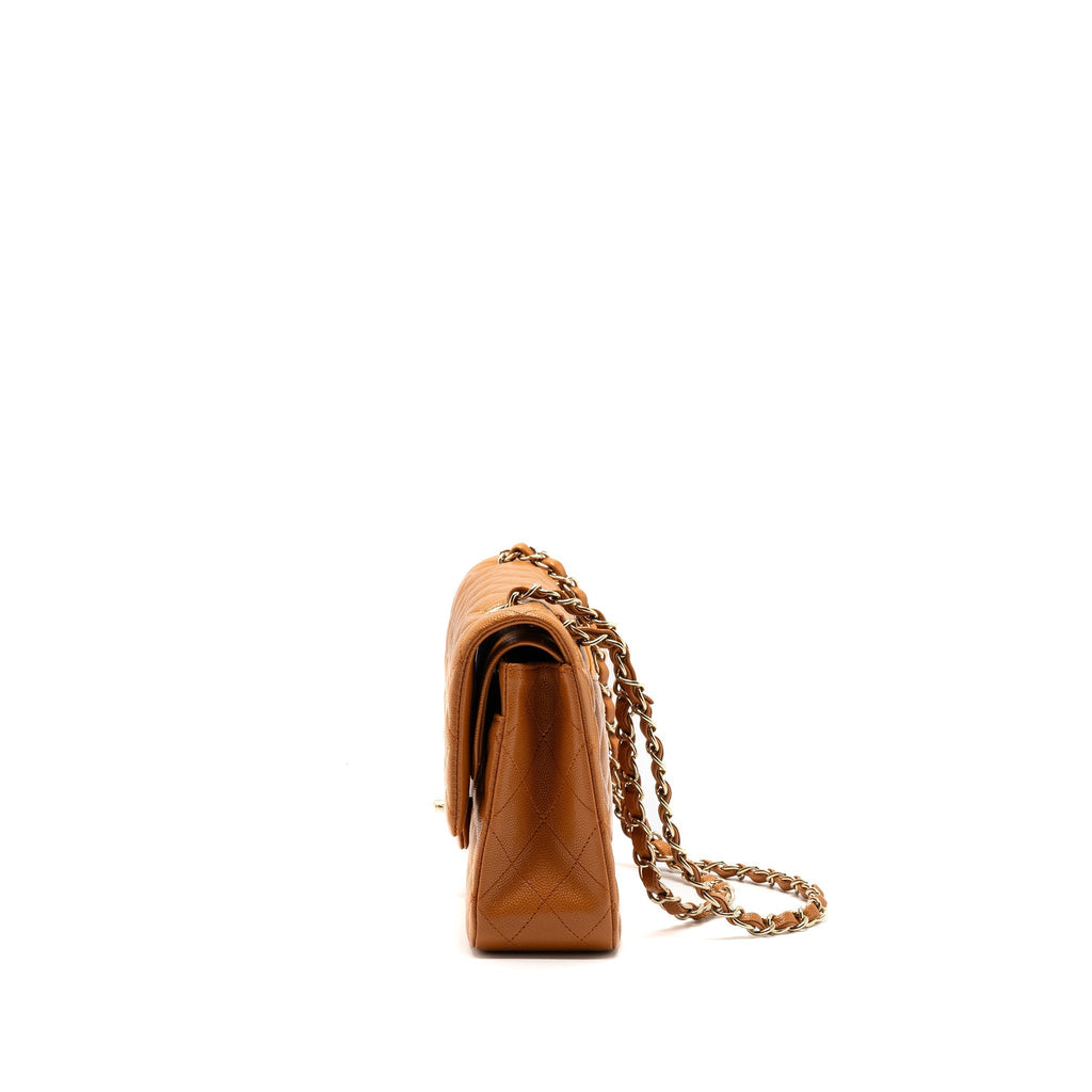 CHANEL MEDIUM CLASSIC DOUBLE FLAP BAG CAVIAR CARAMEL LGHW(MICROCHIP)