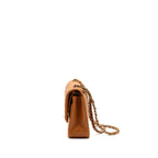 CHANEL MEDIUM CLASSIC DOUBLE FLAP BAG CAVIAR CARAMEL LGHW(MICROCHIP)