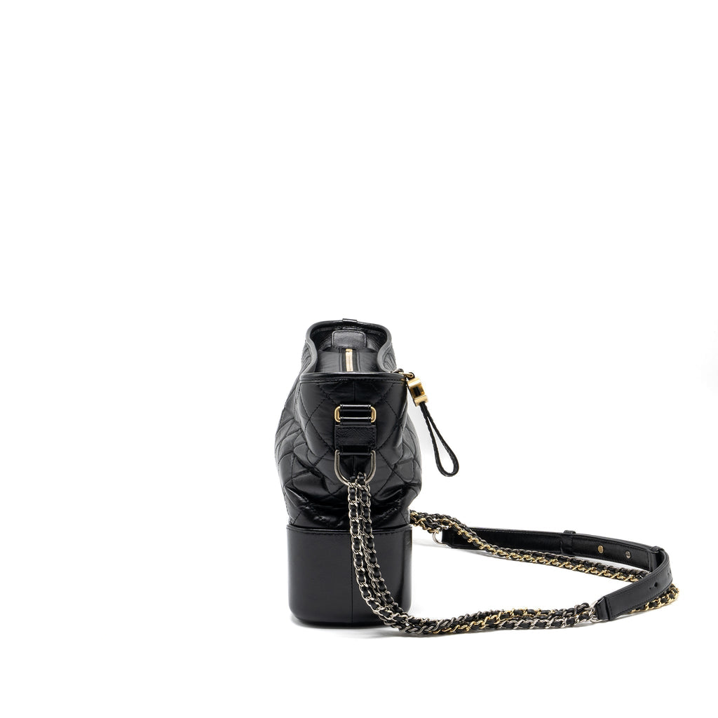 CHANEL LARGE GABRIELLE HOBO BAG AGED CALFSKIN BLACK MULTICOLOUR HARDWARE