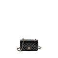 CHANEL MINI RECTANGULAR FLAP BAG PATENT BLACK LGHW
