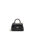 CHANEL SMALL COCO HANDLE WITH LIZARD EMBOSSED HANDLE CAVIAR BLACK LGHW