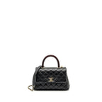 CHANEL SMALL COCO HANDLE WITH LIZARD EMBOSSED HANDLE CAVIAR BLACK LGHW