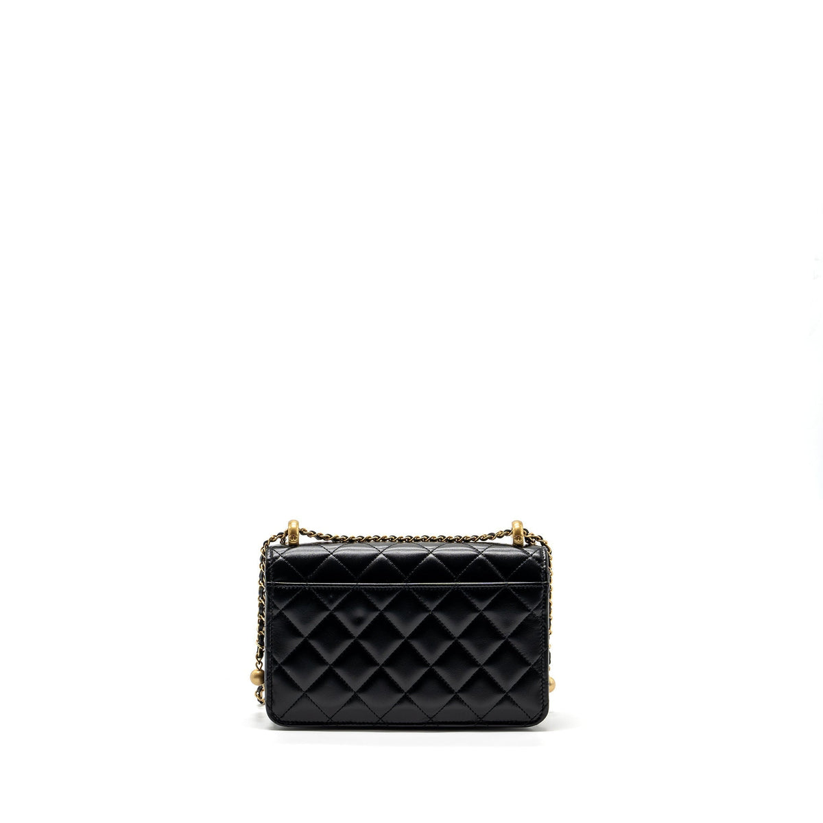 CHANEL 24C GOLD CRUSH WALLET ON CHAIN CALFSKIN BLACK GHW (MICROCHIP)