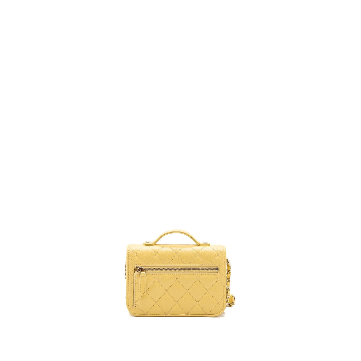 CHANEL MINI BUSINESS AFFINITY WALLET ON CHAIN CAVIAR YELLOW LGHW (MICROCHIP)