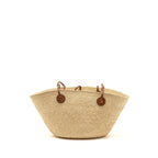 LOEWE SMALL ANAGRAM BASKET BAG IRACA PALM/CALFSKIN NATURAL/TAN