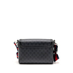 GUCCI MESSENGER BAG GG SUPREME CANVAS BLACK MULTICOLOUR STRAP SHW