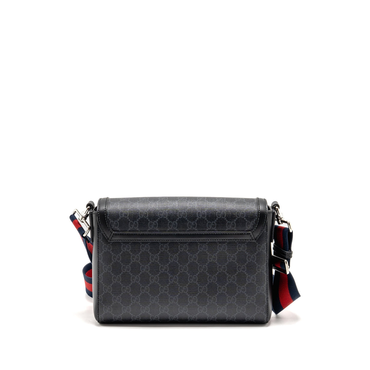 GUCCI MESSENGER BAG GG SUPREME CANVAS BLACK MULTICOLOUR STRAP SHW