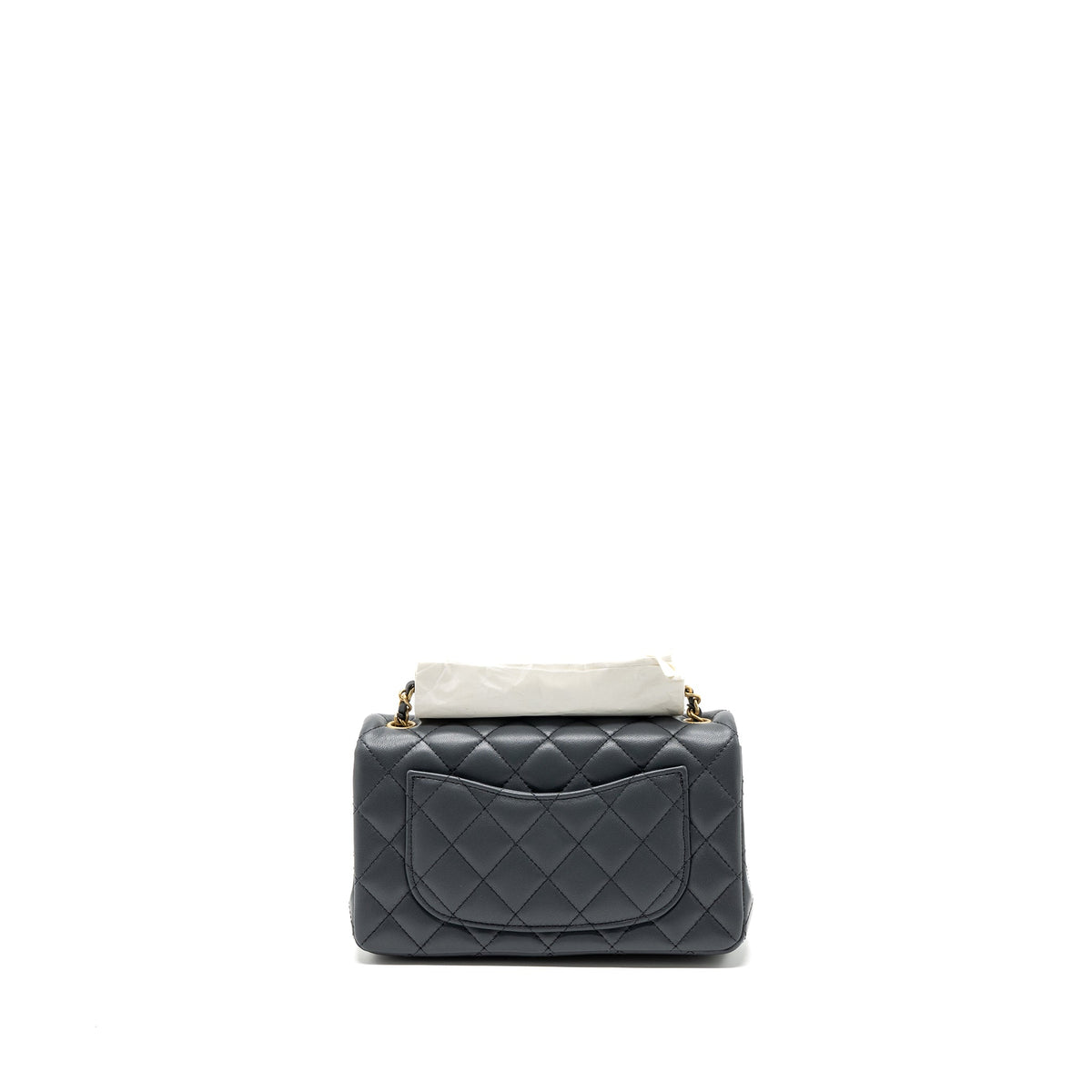 CHANEL 23K PEARL CRUSH MINI RECTANGULAR FLAP BAG LAMBSKIN DARK GREY GHW