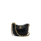 CHANEL 23K HOBO BAG WITH ADJUSTABLE CHAIN LAMBKIN BLACK GHW (MICROCHIP)