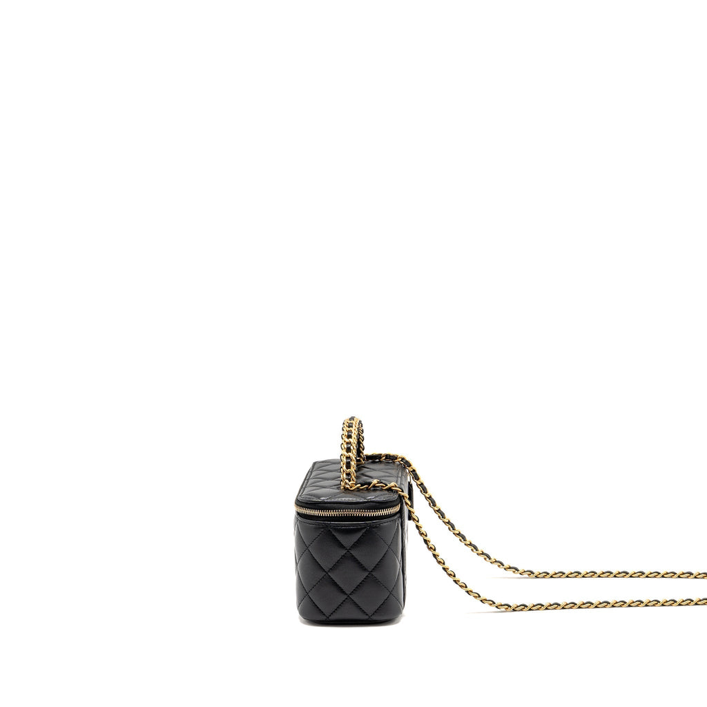 CHANEL TOP HANDLE LONG VANITY LAMBSKIN BLACK GHW(MICROCHIP)