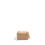 CHANEL GOLD PILLAR LONG VANITY CASE WITH ADJUSTABLE CHAIN LAMBSKIN DARK BEIGE GHW (MICROCHIP)
