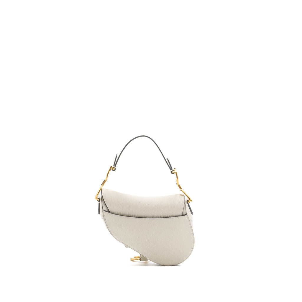DIOR MINI SADDLE BAG GRAINED CALFSKIN WHITE GHW