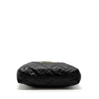 CHANEL MEDIUM 22 BAG SHINY CALFSKIN BLACK BRUSHED GHW(MICROCHIP)