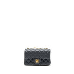 CHANEL 23K PEARL CRUSH MINI RECTANGULAR FLAP BAG LAMBSKIN DARK GREY GHW