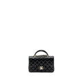CHANEL TOP HANDLE MINI RECTANGULAR FLAP BAG LAMBSKIN BLACK LGHW (MICROCHIP)