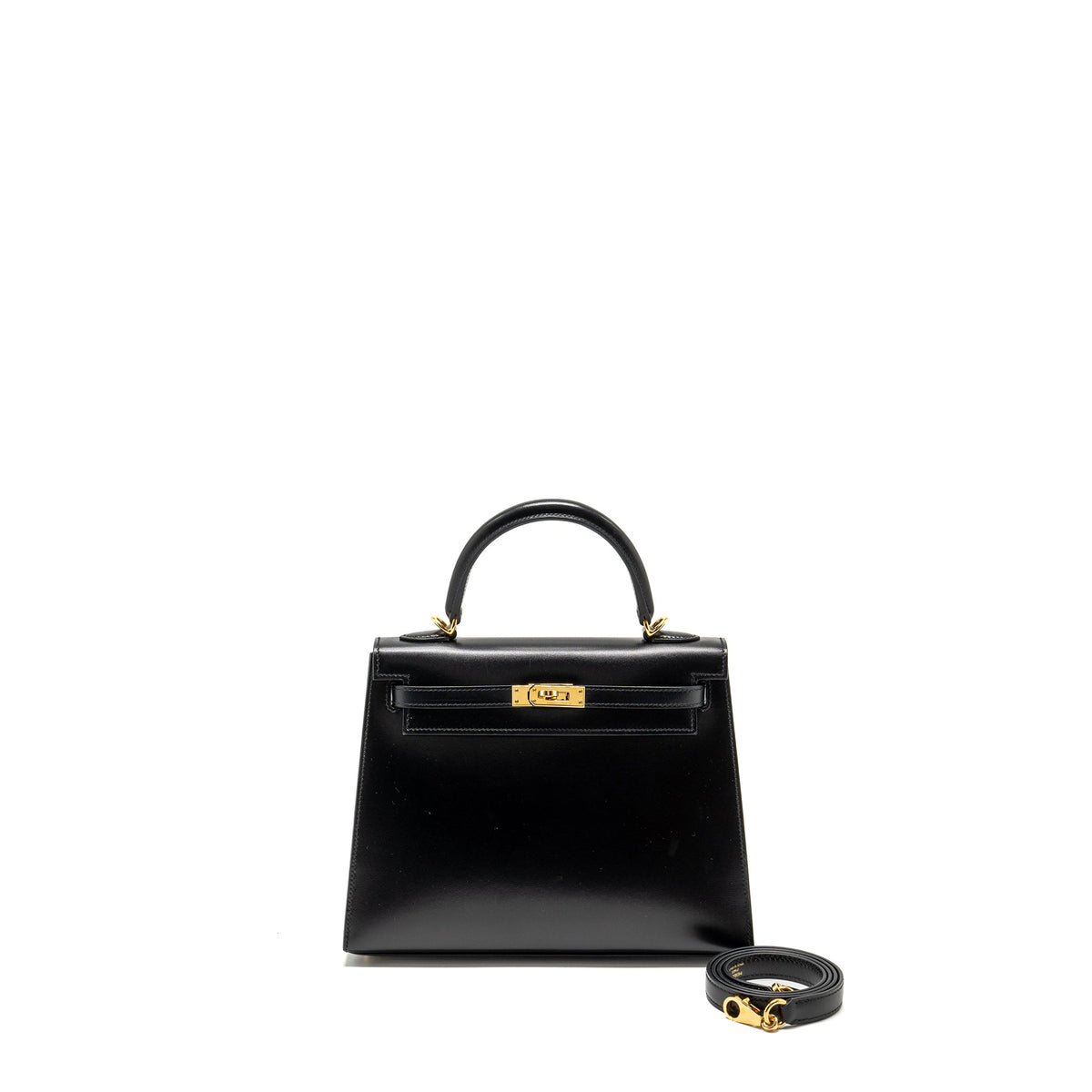 HERMES KELLY 25 BOX BLACK GHW