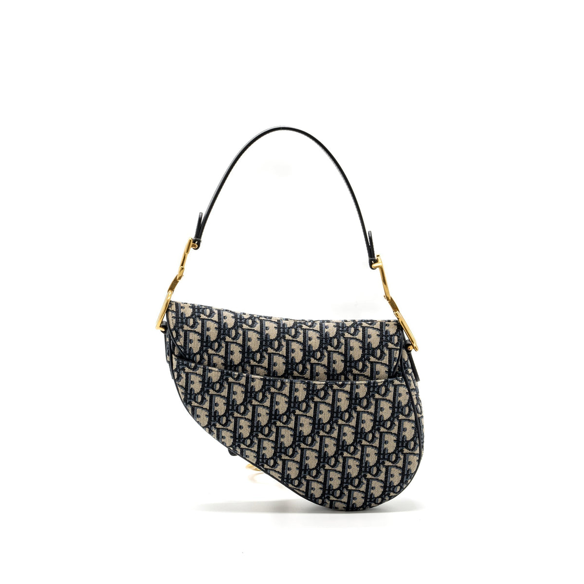DIOR MEDIUM SADDLE BAG BLUE OBLIQUE JACQUARD CANVAS GHW