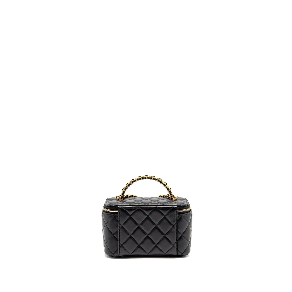 CHANEL TOP HANDLE LONG VANITY LAMBSKIN BLACK GHW(MICROCHIP)