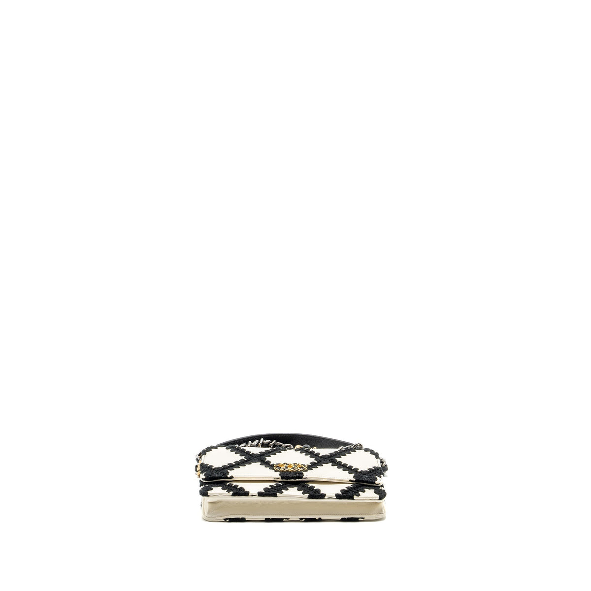 CHANEL 19 WALLET ON CHAIN FABRIC/CALFSKIN WHITE/BLACK MULTICOLOUR HARDWARE