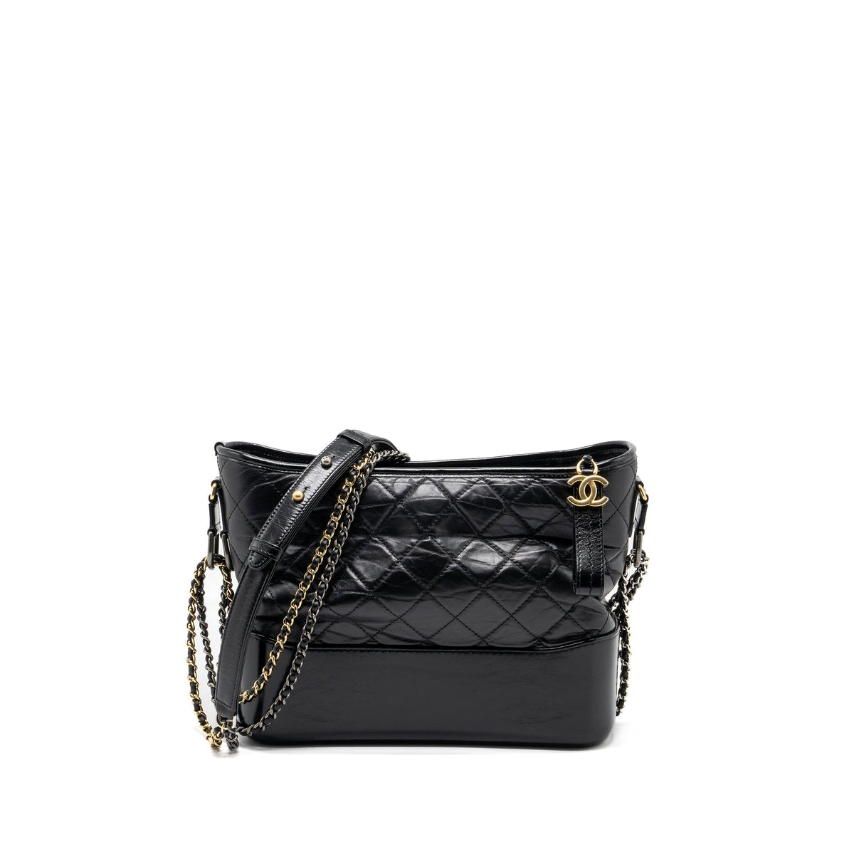 CHANEL LARGE GABRIELLE HOBO BAG AGED CALFSKIN BLACK MULTICOLOUR HARDWARE